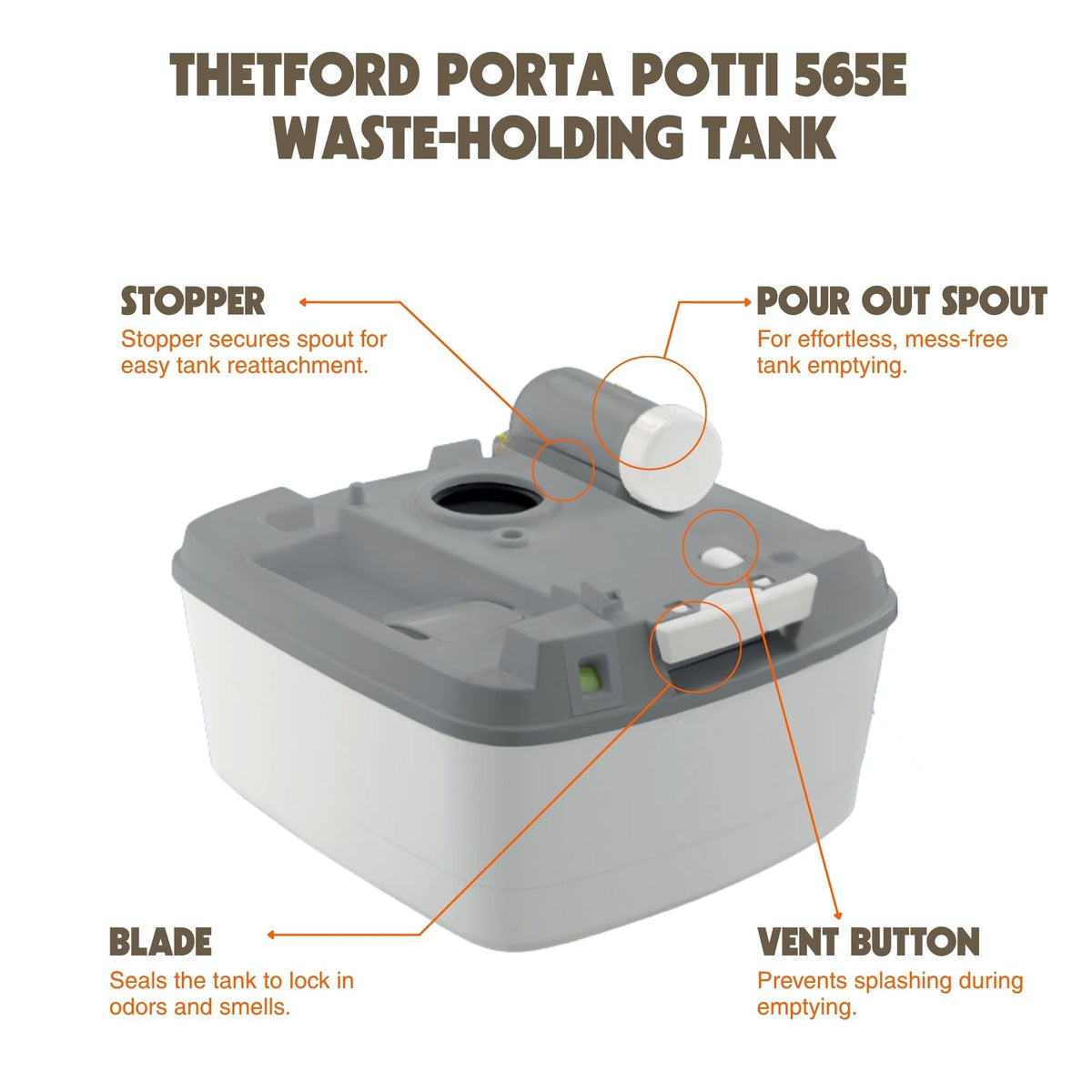 Thetford Porta Potti 565E | Portable Camping Toilet with Electric Flush